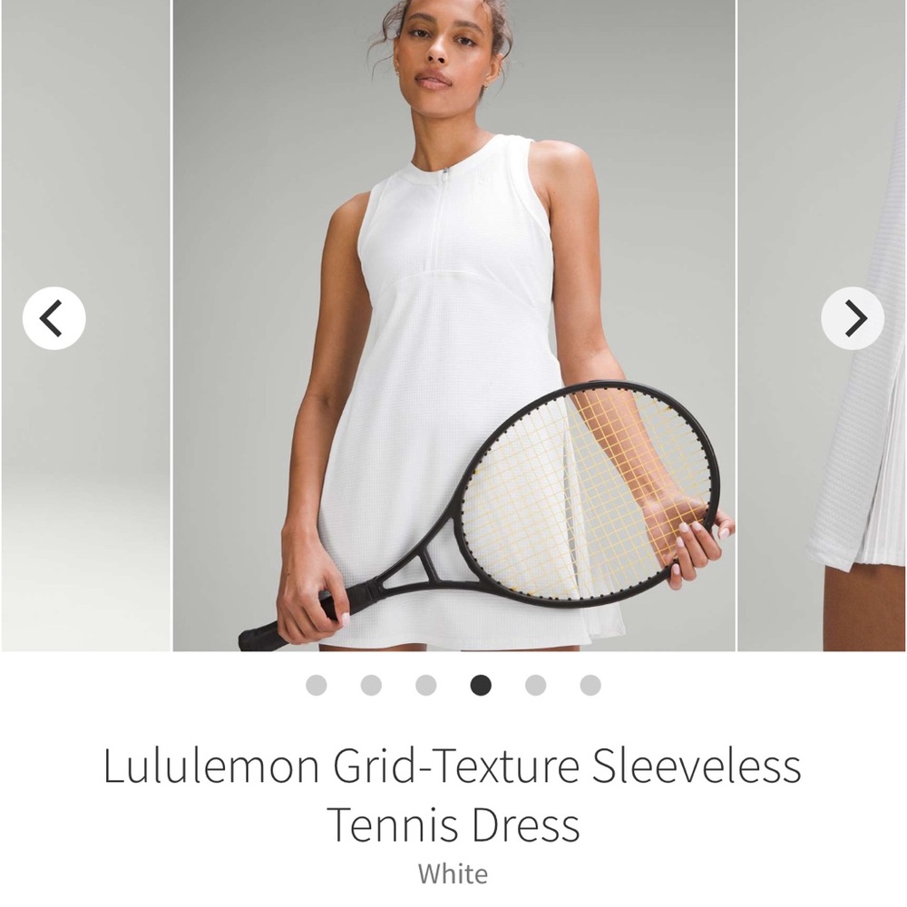 lululemon athletica White Sleeveless Grid-Texture Tennis Dress